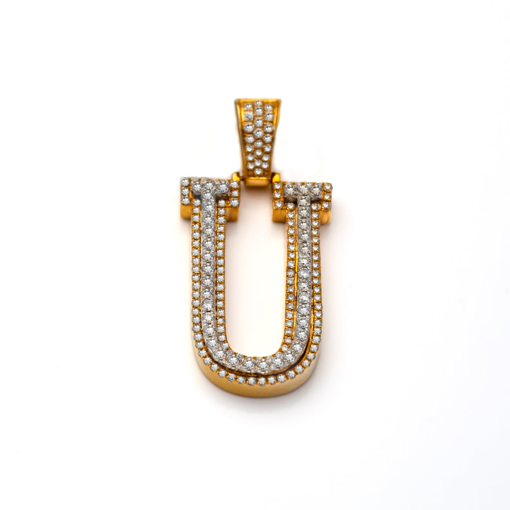 14k Diamond Block Letter Initial Pendant