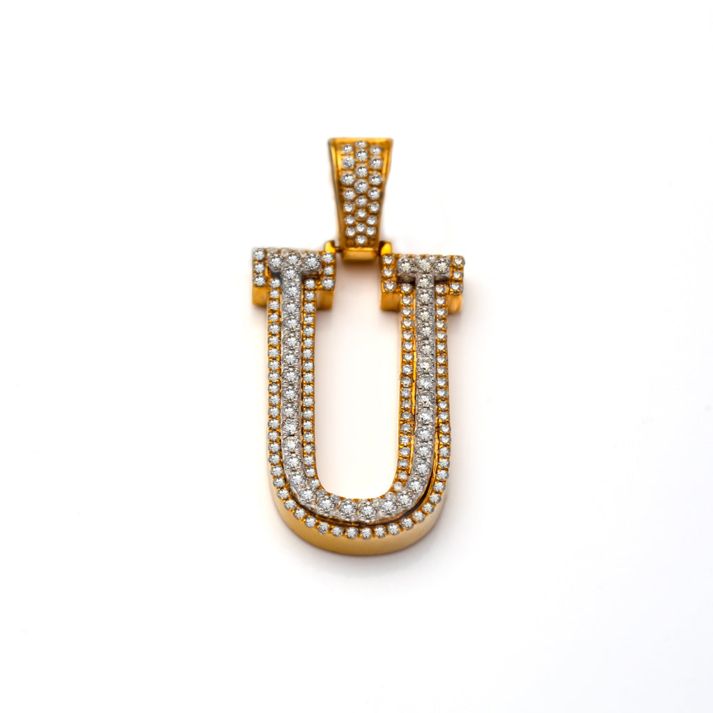 10k Diamond Block Letter Initial Pendant