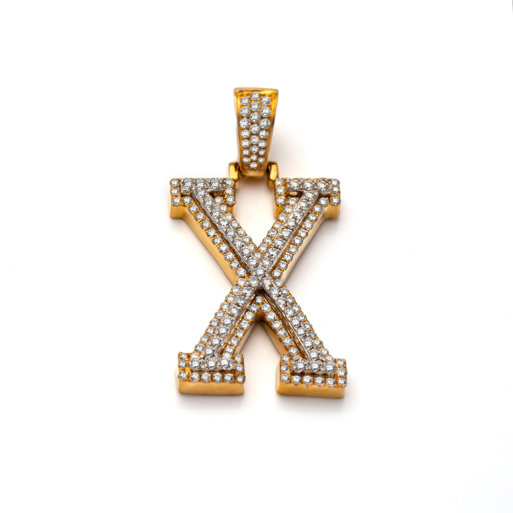 14k Diamond Block Letter Initial Pendant