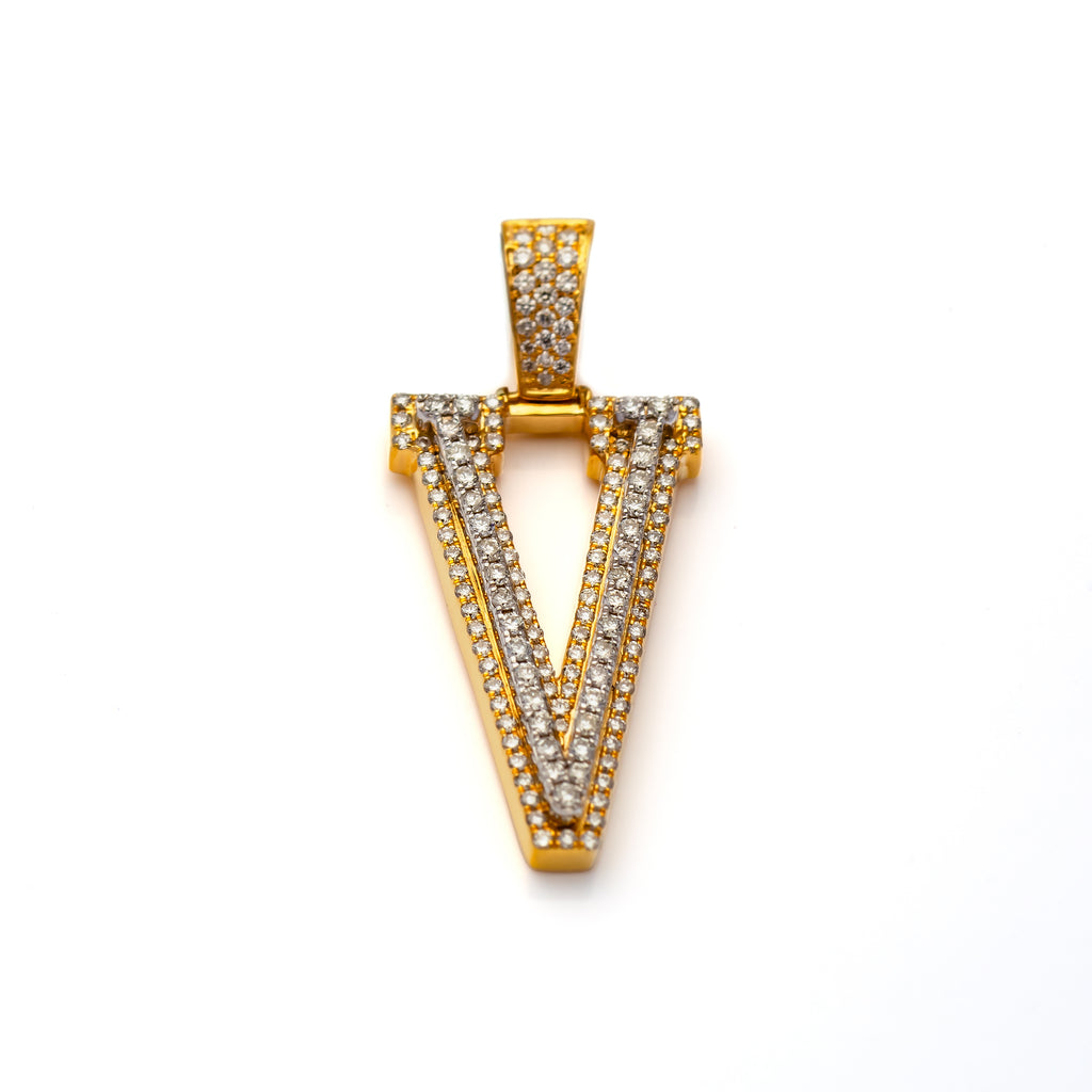 14k Diamond Block Letter Initial Pendant