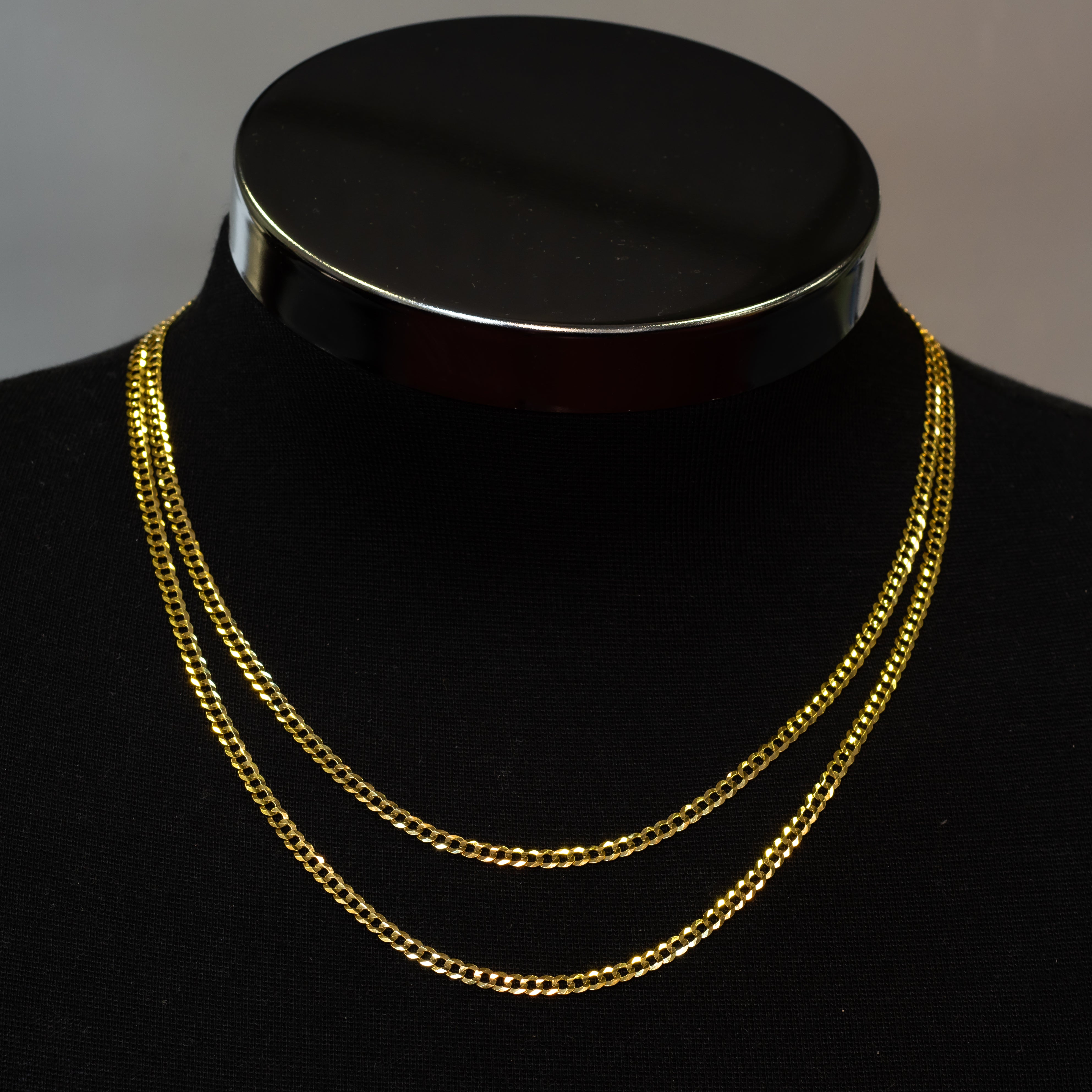 14k Yellow Gold Solid Curb Cuban Chain Bundle 20