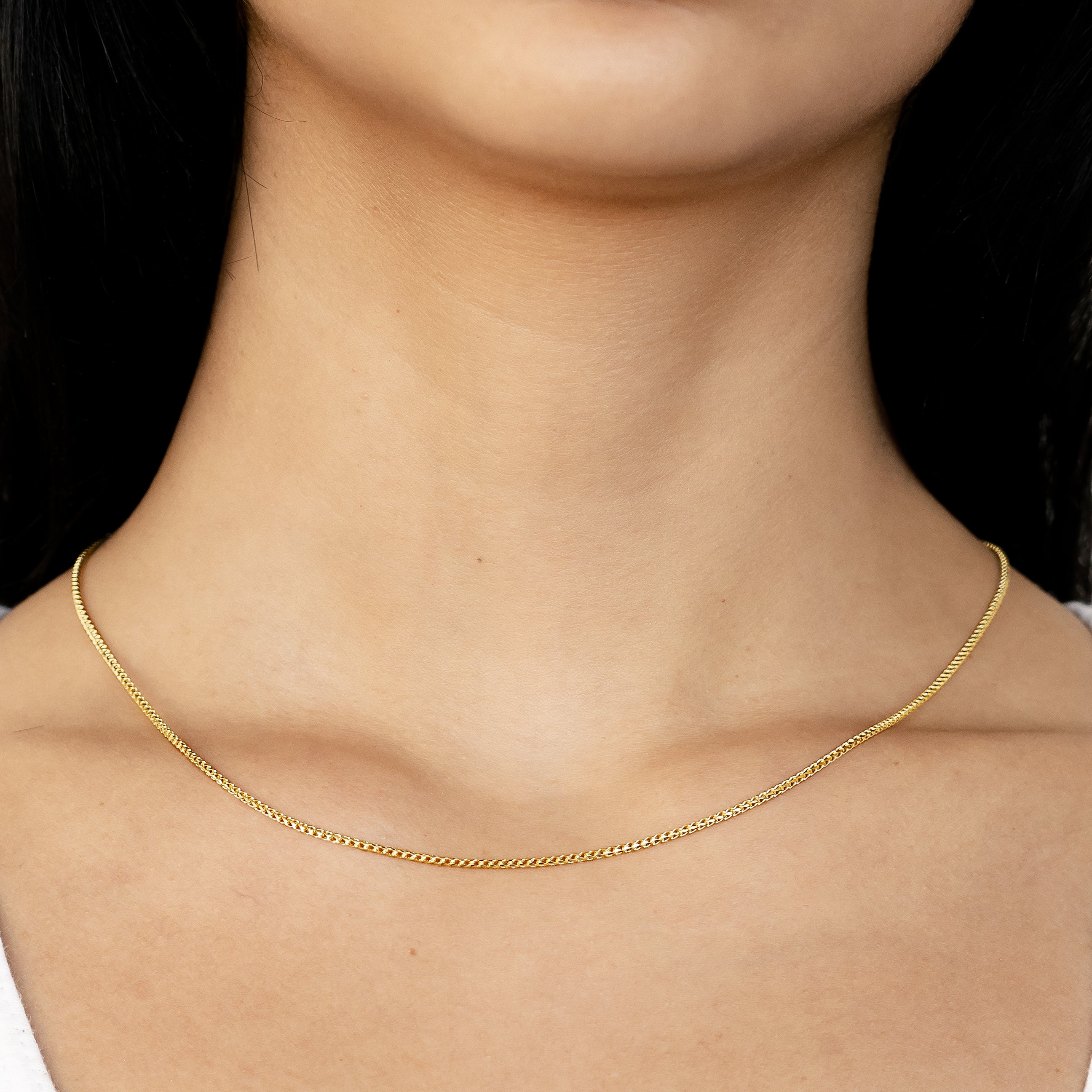 14k Women's Yellow Gold Solid Diamond Cut Franco Necklace