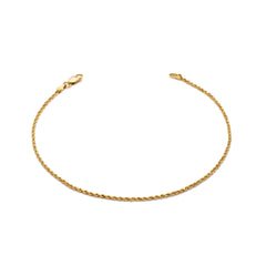 14k Yellow Gold Solid Diamond Cut Rope Bracelet