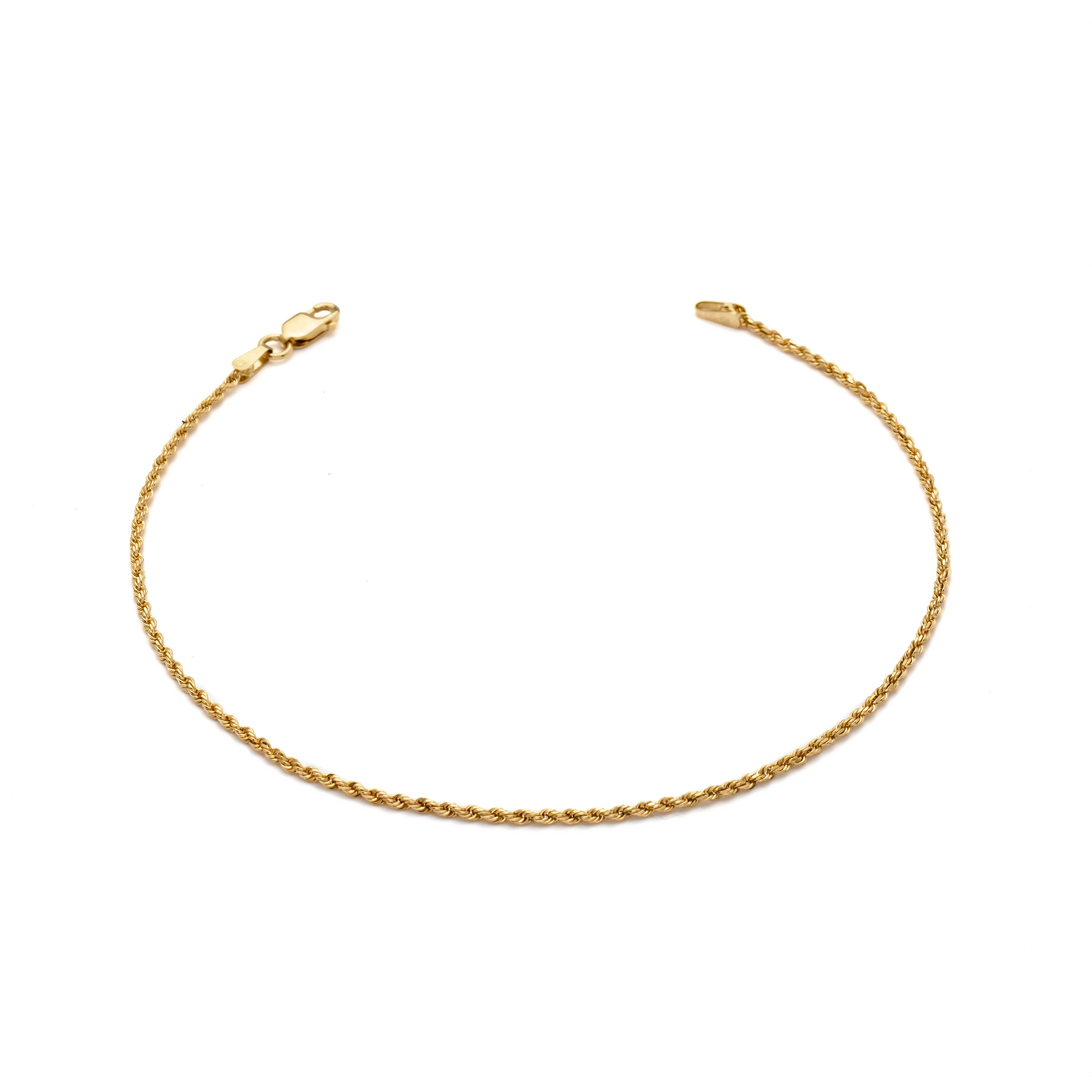 14k Yellow Gold Solid Diamond Cut Rope Bracelet