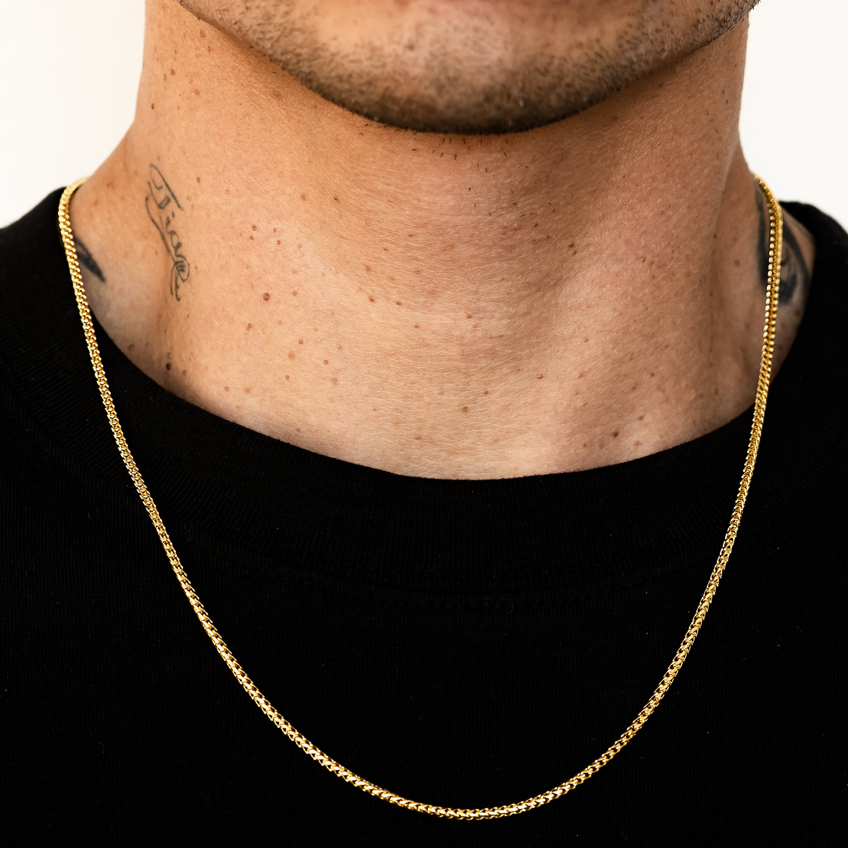 14k Yellow Gold Solid Diamond Cut Franco Chain