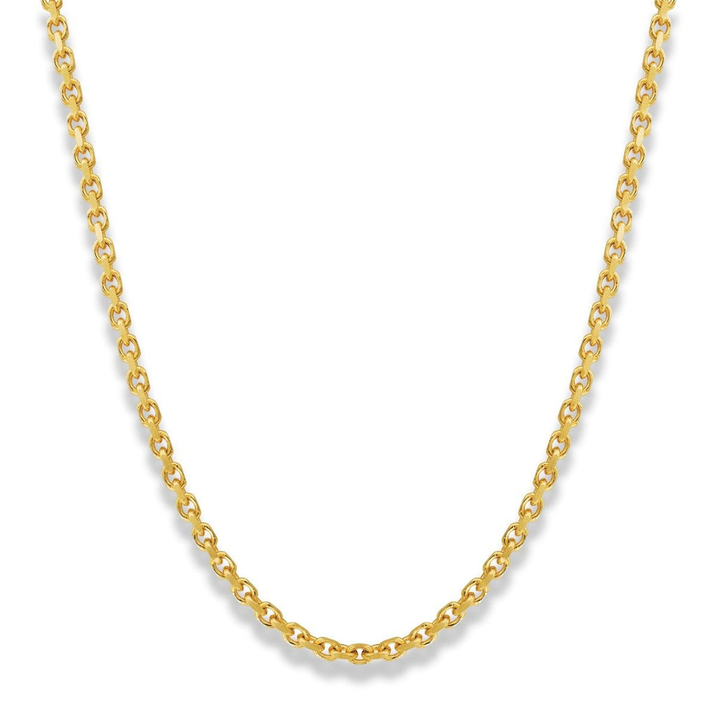14k Yellow Gold Solid Heavyweight Cable Link Chain with Lobster Lock (Available 3mm to 5mm)