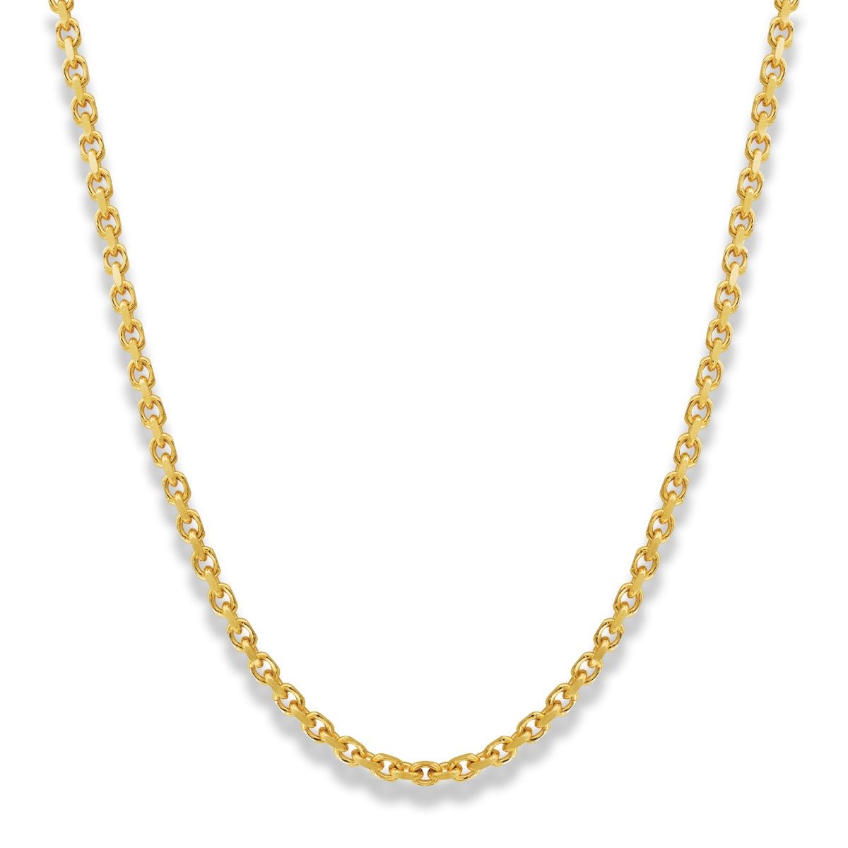 14k Yellow Gold Solid Heavyweight Cable Link Chain with Lobster Lock (Available 3mm to 5mm)