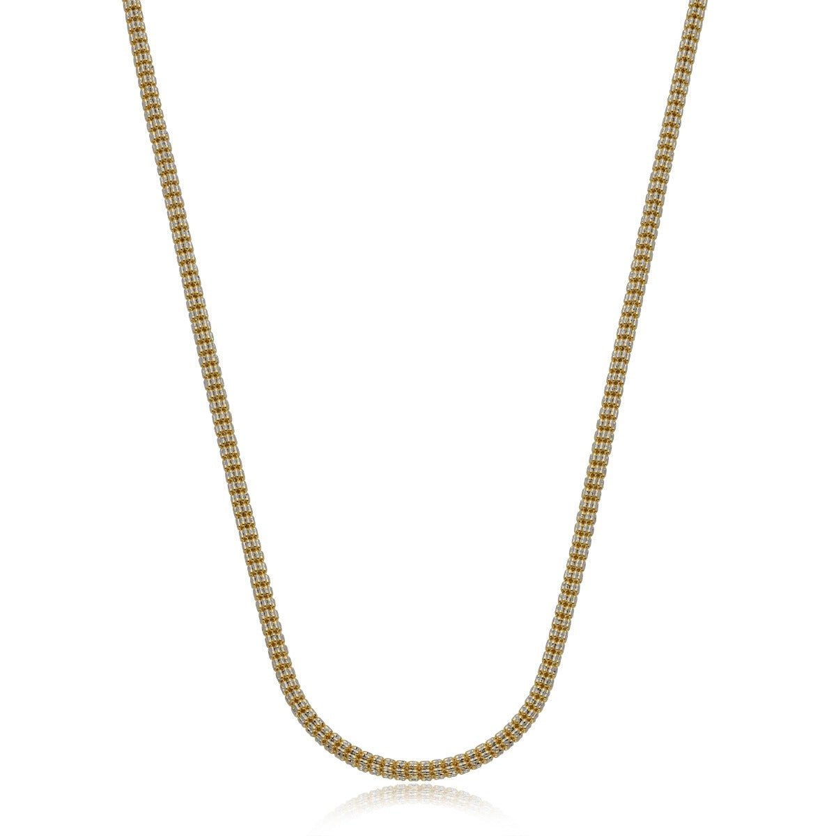 10k Gold Two-Tone Diamond Cut Ice Chain