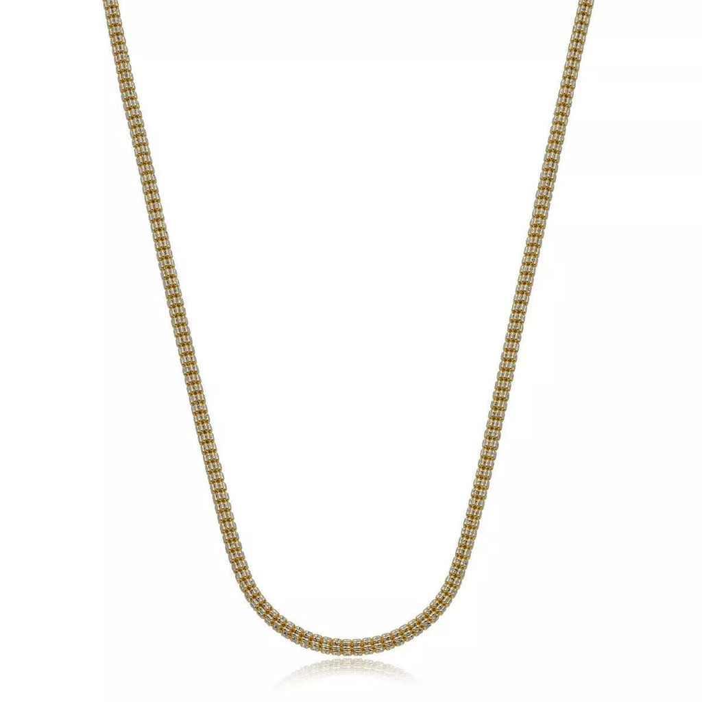 14k Gold Two-Tone Diamond Cut Ice Chain