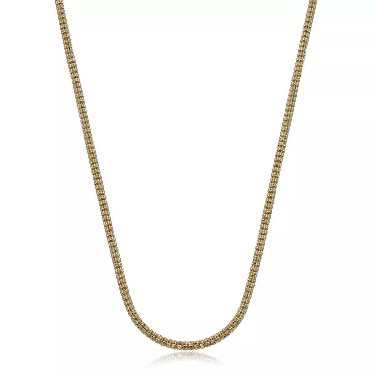 14k Gold Two-Tone Diamond Cut Ice Chain