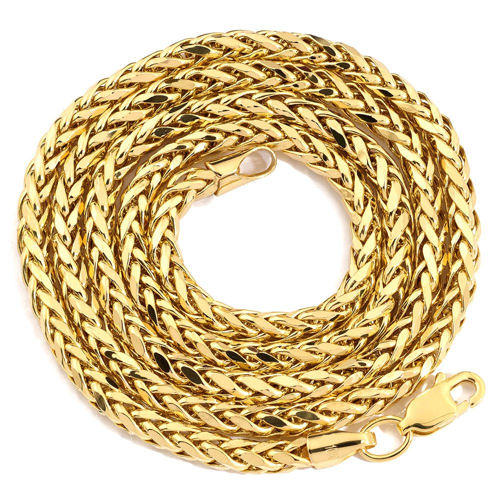 10k Yellow Gold Wheat Palm Franco Chain