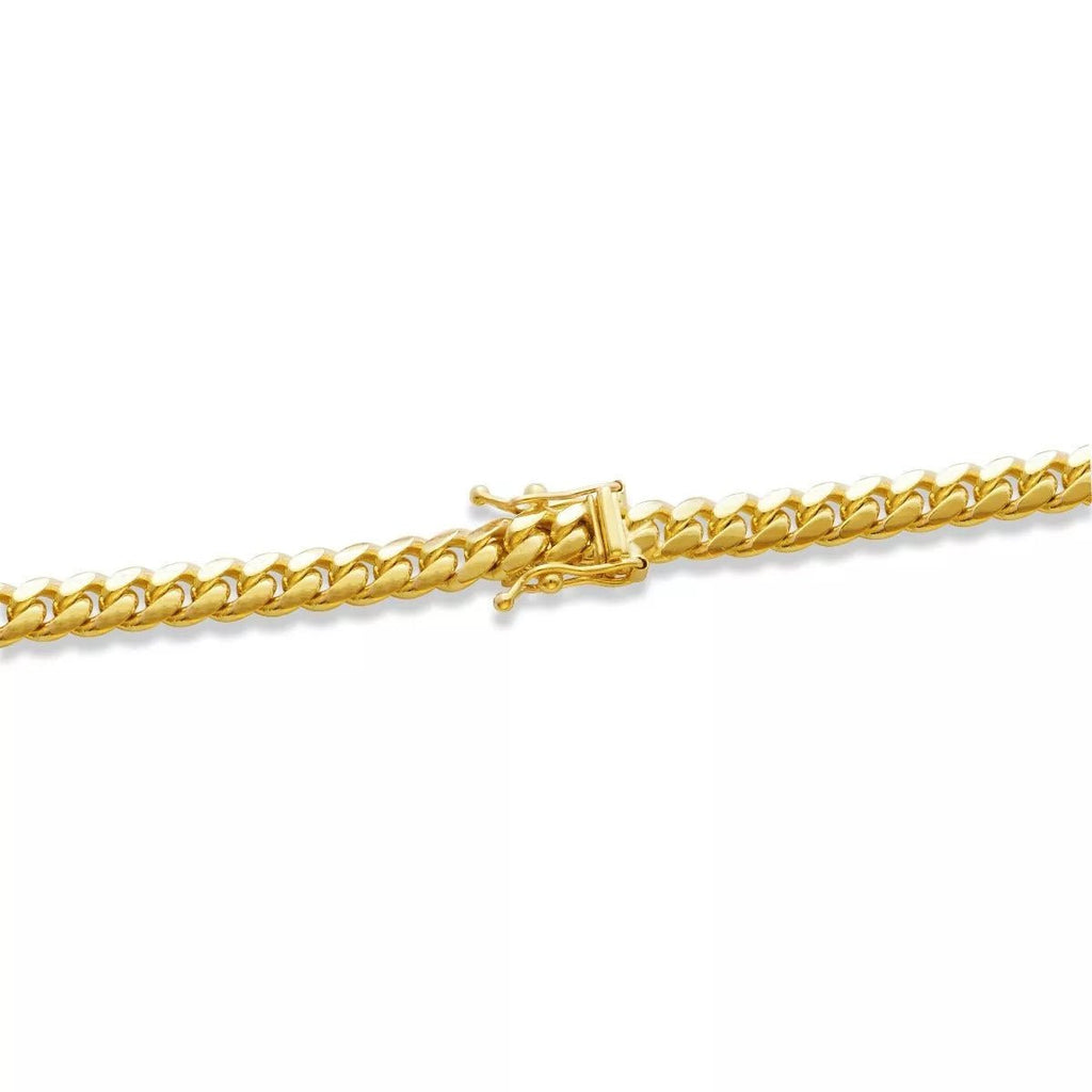 14k Yellow Gold Womens Solid Miami Cuban Necklace