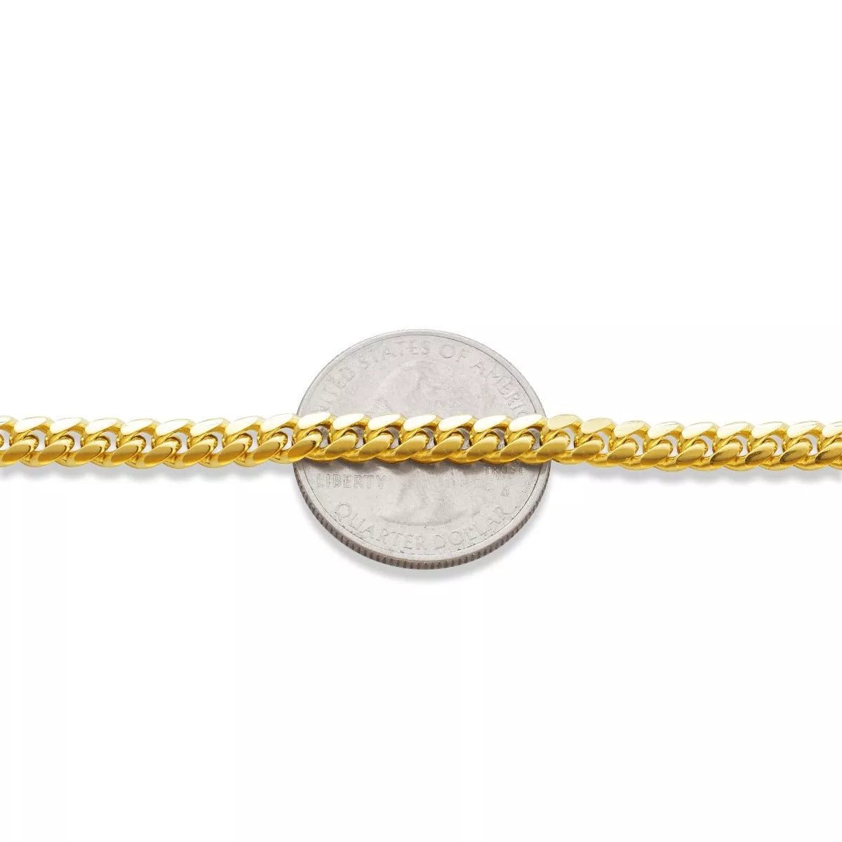 14k Yellow Gold Womens Solid Miami Cuban Necklace