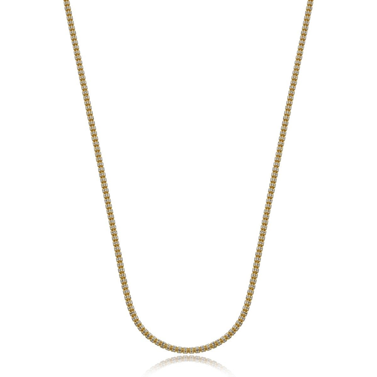 10k Gold Two-Tone Diamond Cut Ice Chain