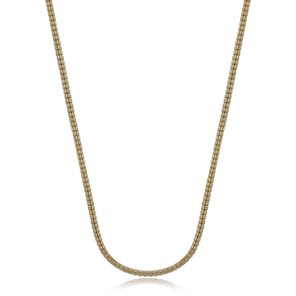 10k Gold Two-Tone Diamond Cut Ice Chain
