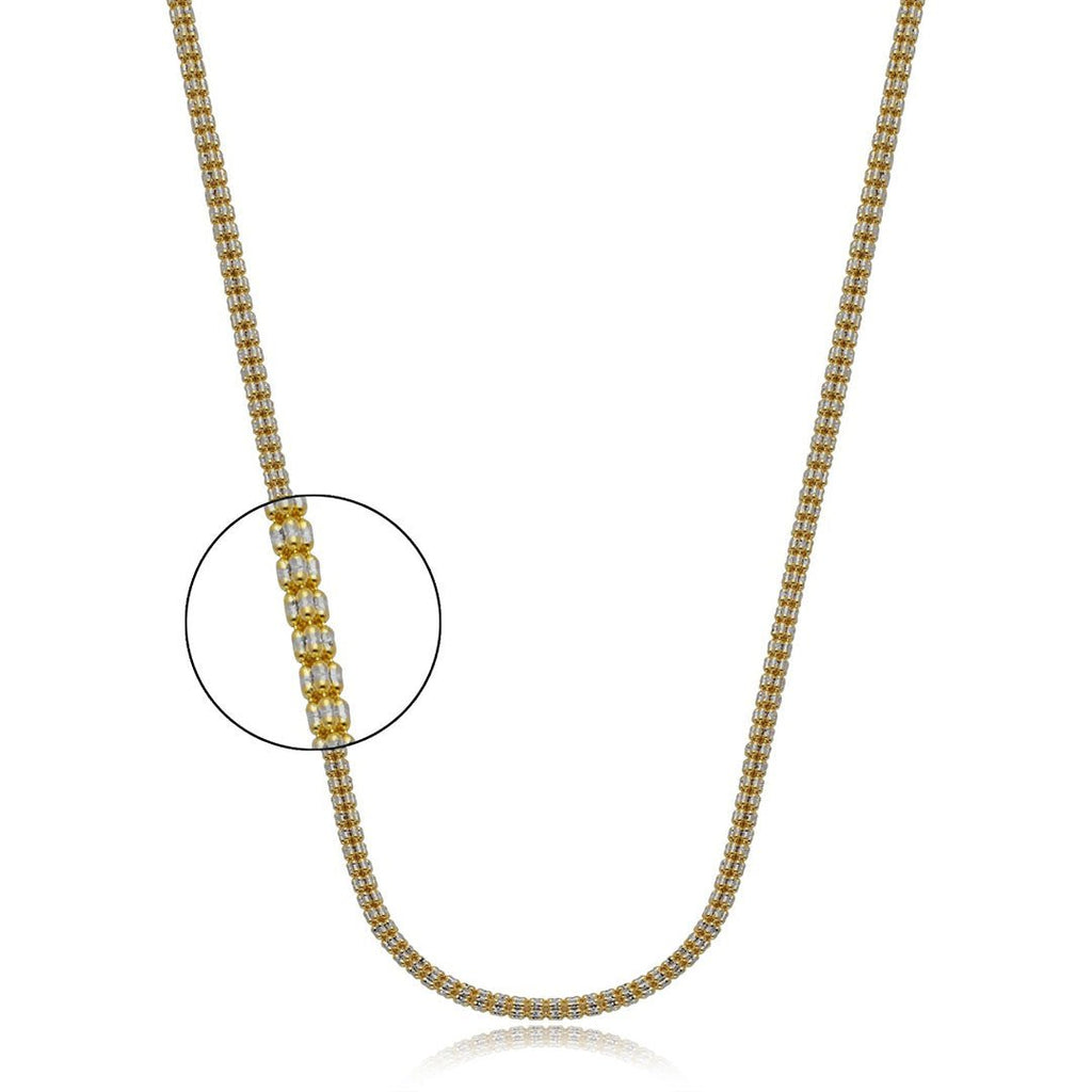 10k Gold Two-Tone Diamond Cut Ice Chain