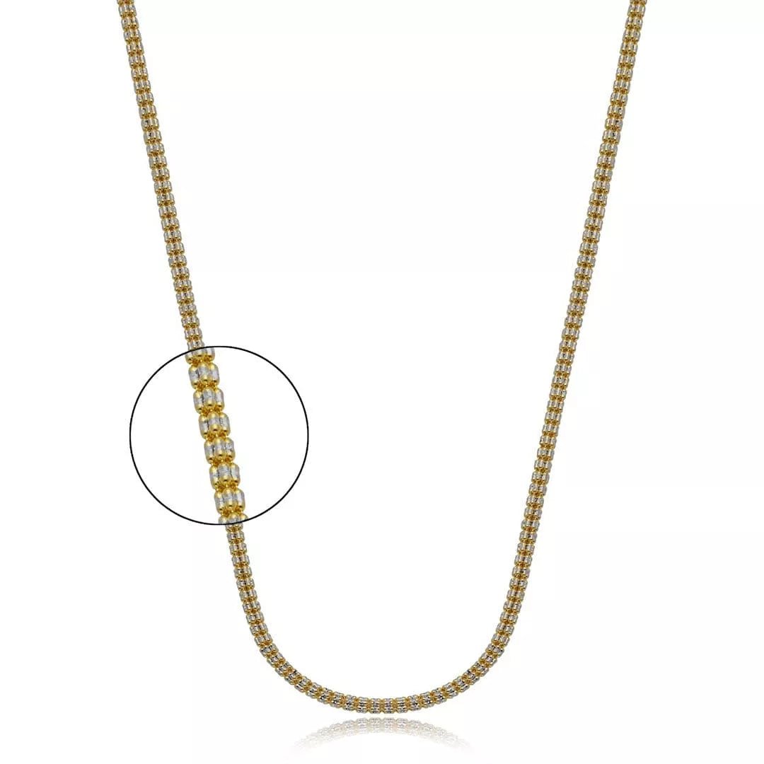 14k Gold Two-Tone Diamond Cut Ice Chain