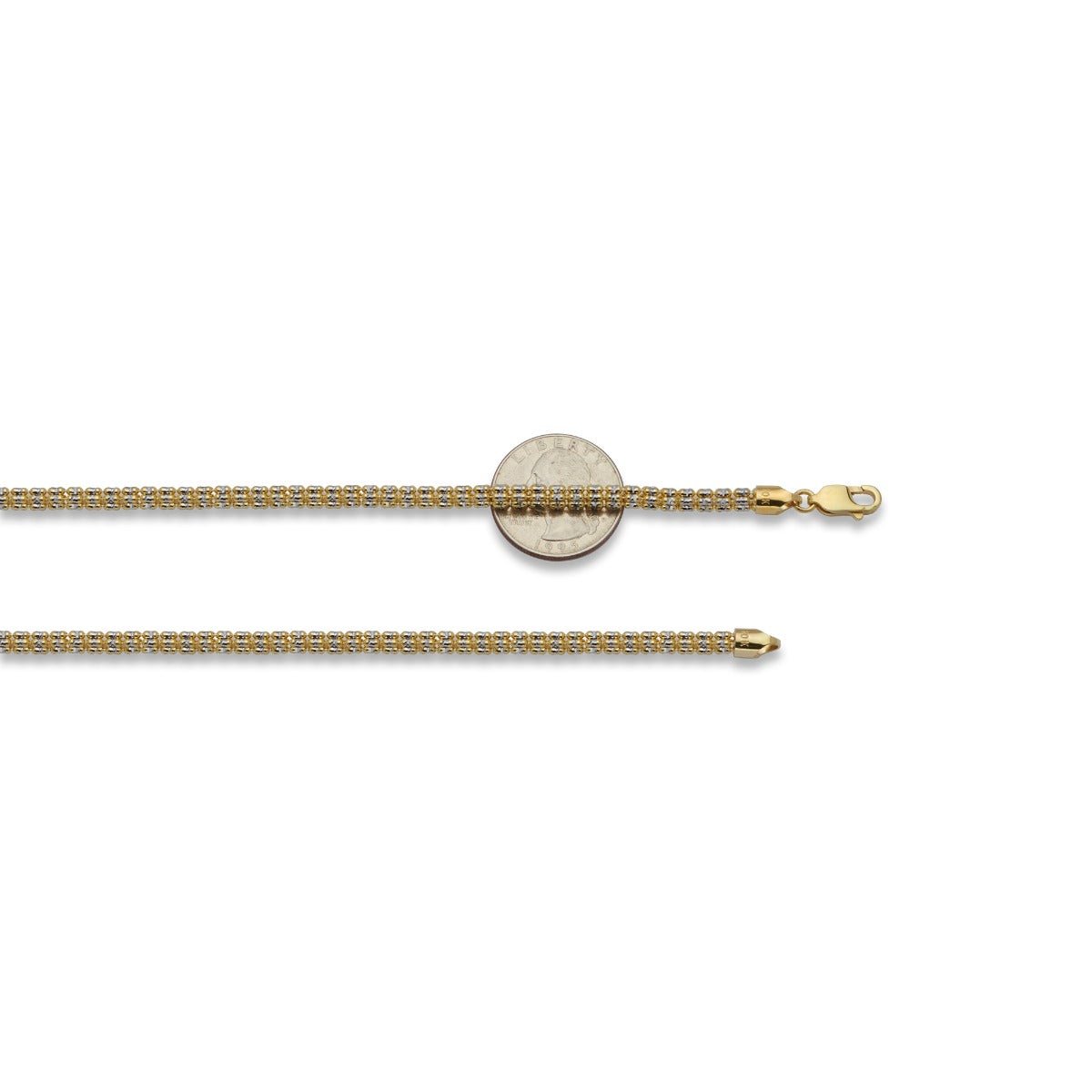10k Gold Two-Tone Diamond Cut Ice Chain