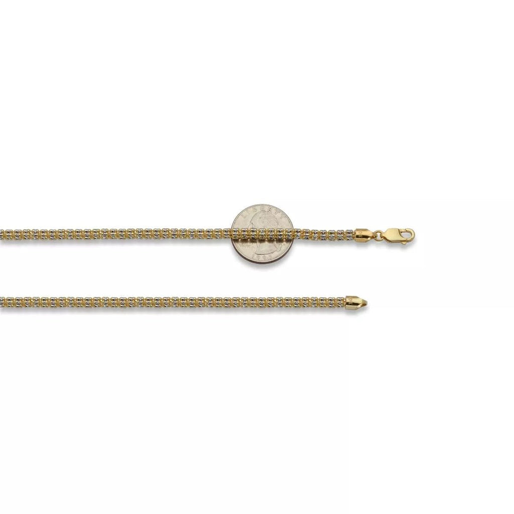 14k Gold Two-Tone Diamond Cut Ice Chain