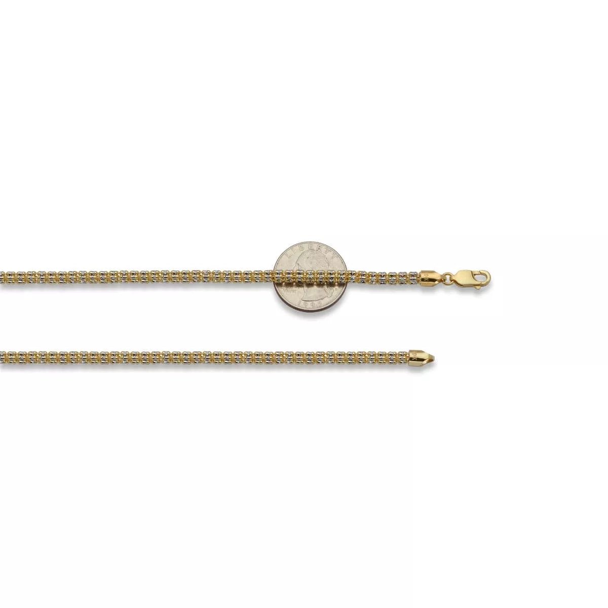 14k Gold Two-Tone Diamond Cut Ice Chain