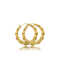 10k Yellow Gold Bamboo Hoop Earrings (2.25")