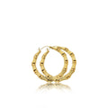 10k Yellow Gold Bamboo Hoop Earrings (1.98")