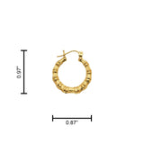 10k Yellow Gold Bamboo Hoop Earrings (0.87")