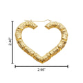 10k Yellow Gold Heart Shaped Bamboo Hoop Earring (2.90" x 2.40")