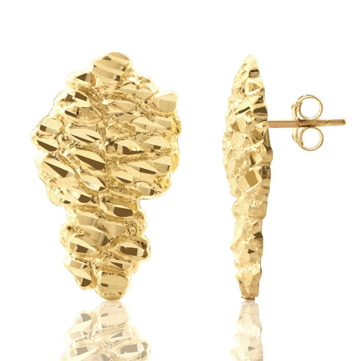 10K Yellow Gold Nugget Earrings (1.03" x 0.61")