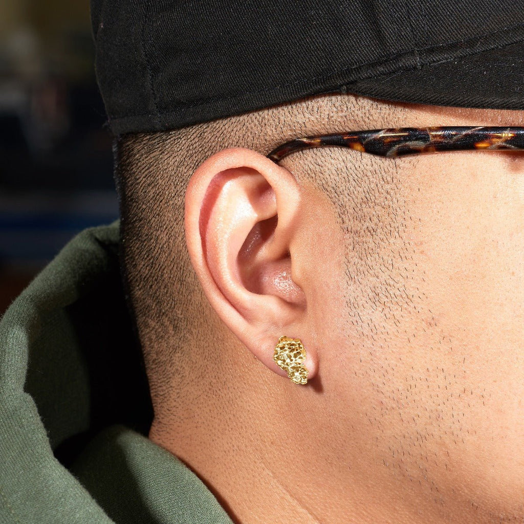 10k Yellow Gold Nugget Earrings (0.64" x 0.39")