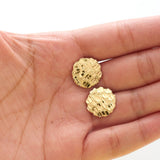 10k Yellow Gold Round Nugget Stud Earrings (.60")
