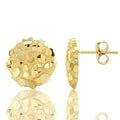 10K Yellow Gold Diamond Cut Round Nugget Earrings (0.50" Diameter)