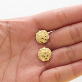 10K Yellow Gold Diamond Cut Round Nugget Earrings (0.50" Diameter)