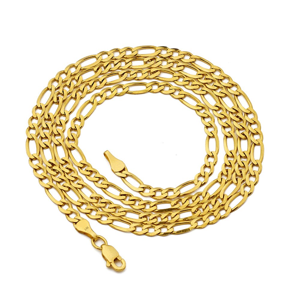 14k Yellow Gold Solid Figaro Chain