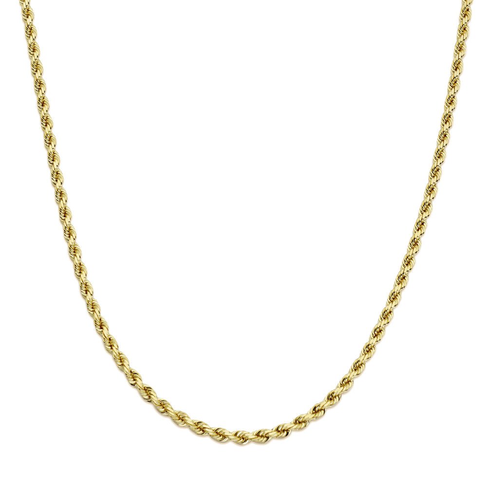 14k Yellow Gold Hollow Diamond Cut Rope Chain