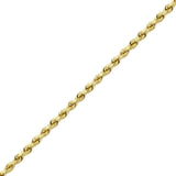 14k Yellow Gold Hollow Diamond Cut Rope Chain