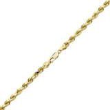 14k Yellow Gold Hollow Diamond Cut Rope Chain
