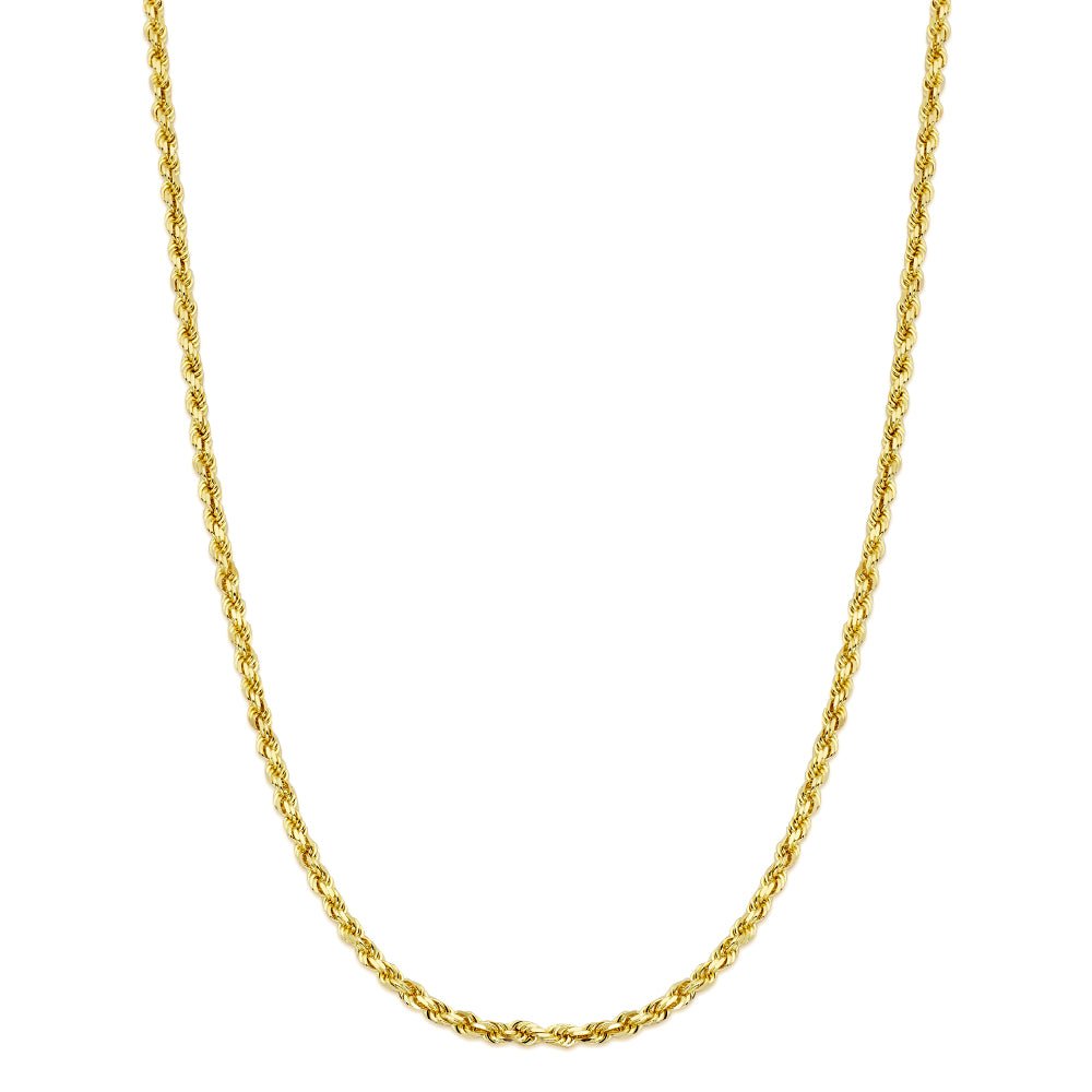 14k Yellow Gold Hollow Diamond Cut Rope Chain