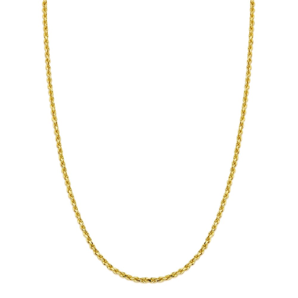 14k Yellow Gold Hollow Diamond Cut Rope Chain