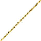 10k Yellow Gold Hollow Diamond Cut Rope Chain