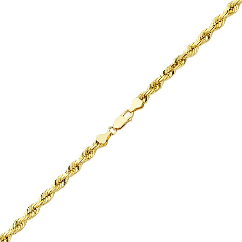 14K Yellow Gold Solid Diamond Cut Rope Chain | LoveBling 5mm / 24 / No