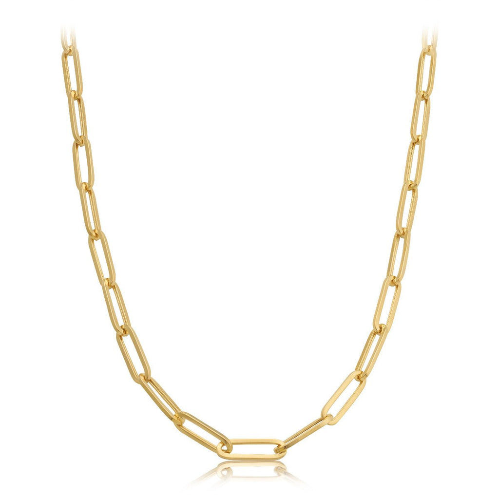 14k Yellow Gold Paperclip Link Necklace with Lobster Lock (Available 3mm to 5mm)