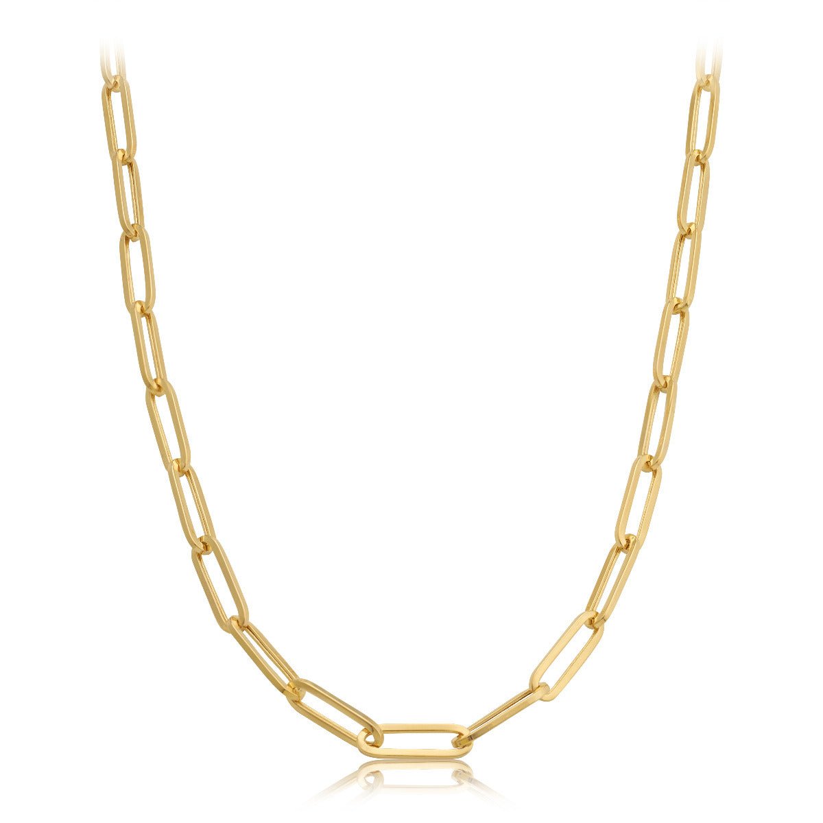 14k Yellow Gold Paperclip Link Necklace with Lobster Lock (Available 3mm to 5mm)