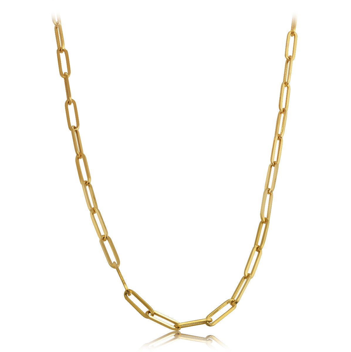 14k Yellow Gold Paperclip Link Necklace with Lobster Lock (Available 3mm to 5mm)