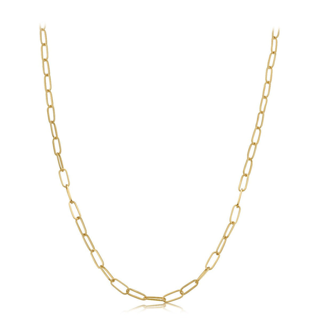 14k Yellow Gold Paperclip Link Necklace with Lobster Lock (Available 3mm to 5mm)