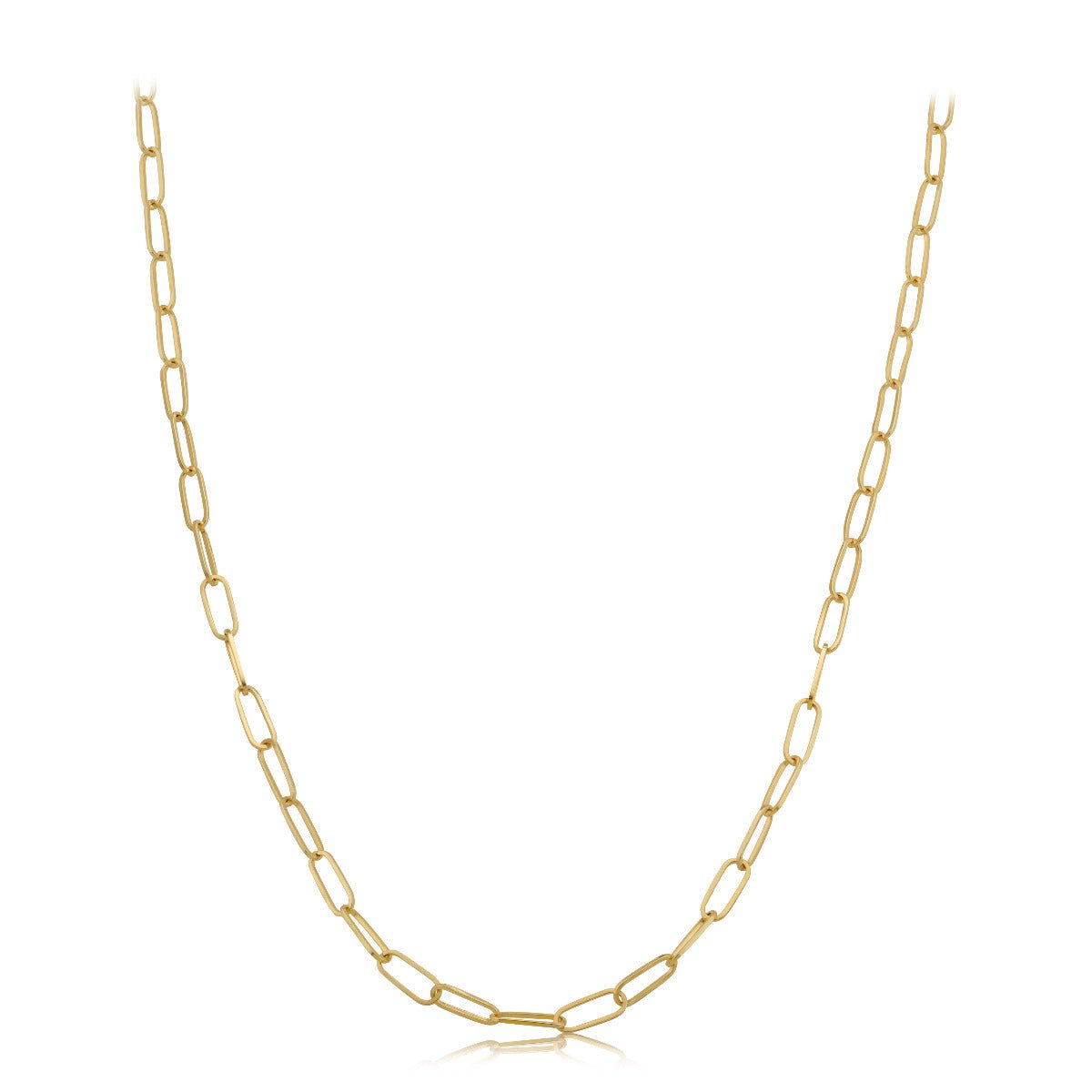 14k Yellow Gold Paperclip Link Necklace with Lobster Lock (Available 3mm to 5mm)
