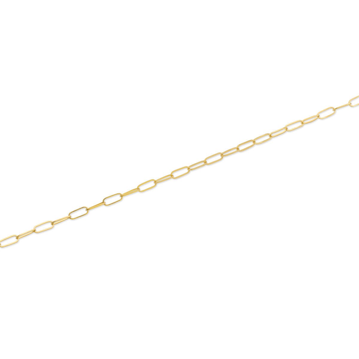 14k Yellow Gold Paperclip Link Necklace with Lobster Lock (Available 3mm to 5mm)