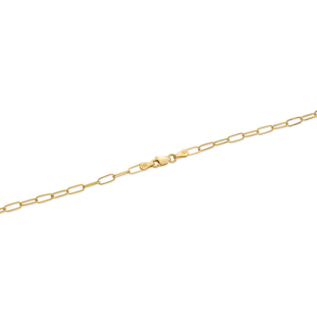 14k Yellow Gold Paperclip Link Necklace with Lobster Lock (Available 3mm to 5mm)