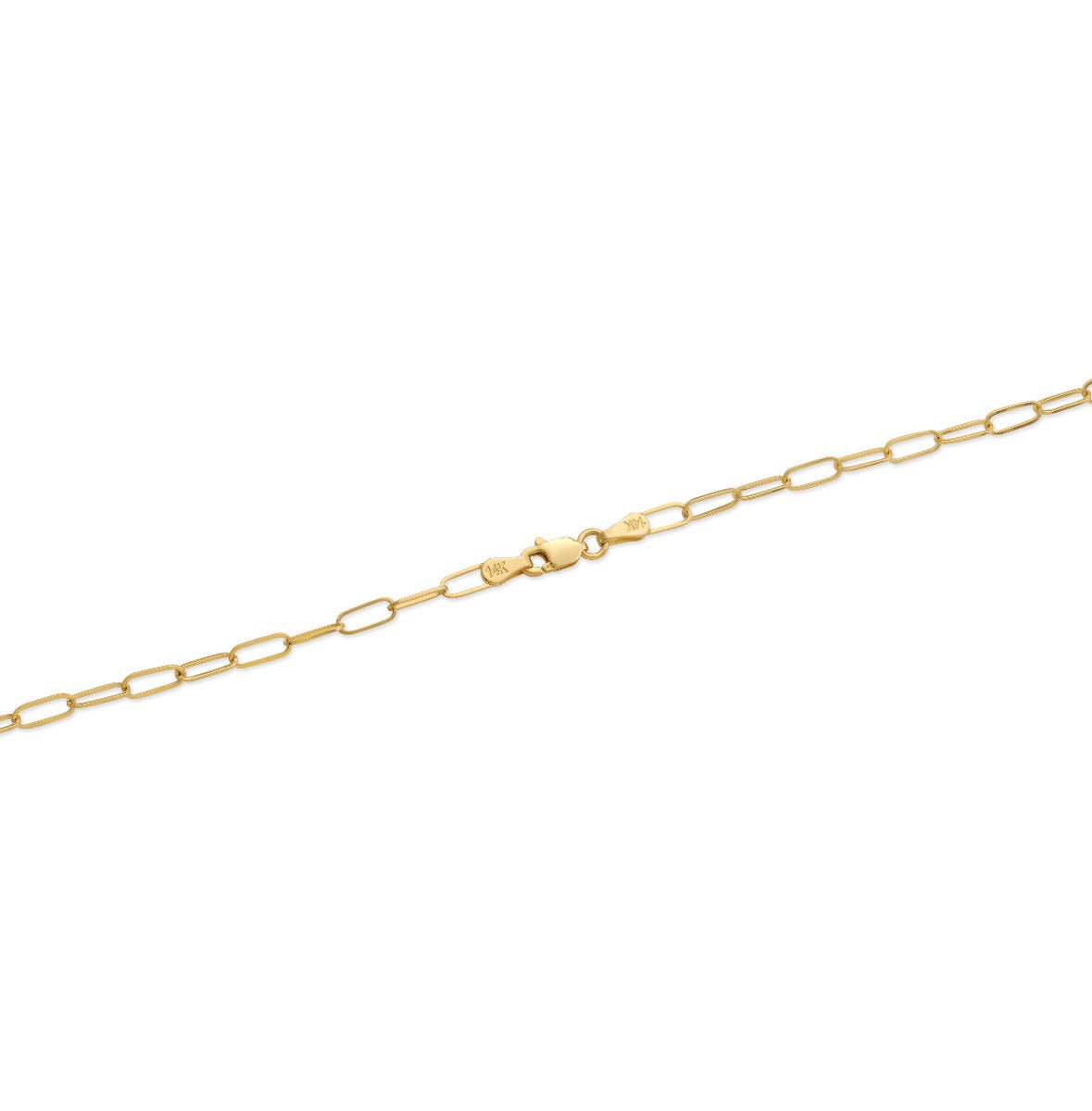 14k Yellow Gold Paperclip Link Necklace with Lobster Lock (Available 3mm to 5mm)