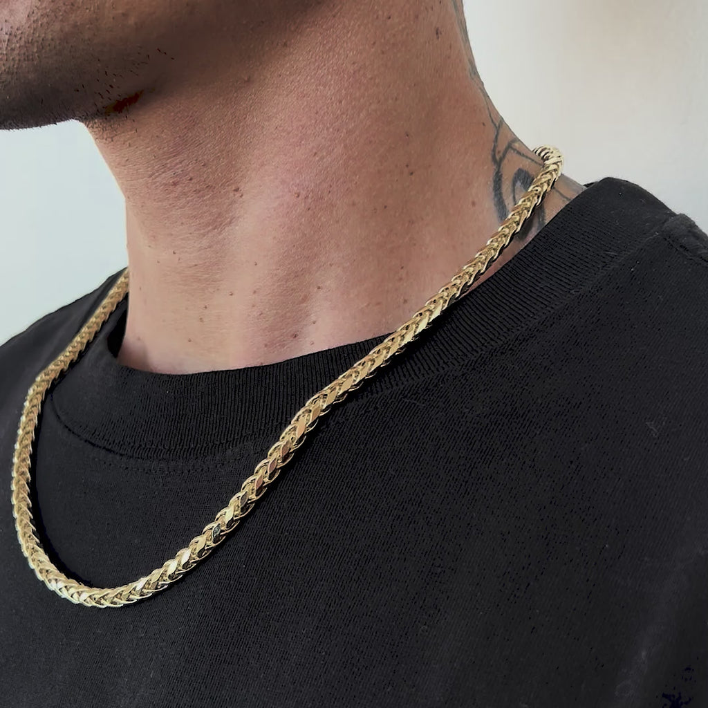 10k Yellow Gold Wheat Palm Franco Chain